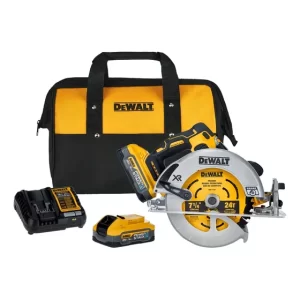 Sierra Circular 7-1/4 Xr con 2 baterías 5ah Dewalt Dcs570h2 color amarillo