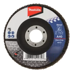 10 Discos Flap Metal 115mm (4-1/2) G40 Curvo Makta D-63432 Color Marrón
