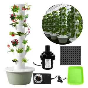 Torre Cultivo Hidroponico Vertical Altura Ajustable Hydroponic Jardin Agua 36 Plantas 9 Niveles Gac-101199 Gaccoa
