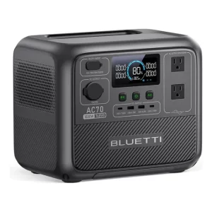 Bluetti Ac70 Generador Solar 1000 W 768 Wh Estación De Energía Portátil, Central Eléctrica para Suministro Energía de Emergencia, Viajes, Camping, Exterior, Corte De Energía,Batería Lifepo4