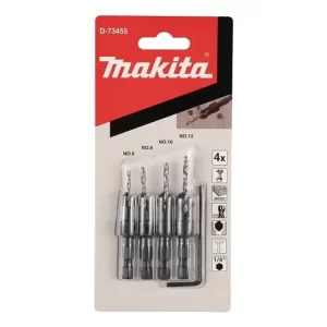 Set 4 Pzs Broca Avellanado 6, 8, 10, 12mm Cortas Makita