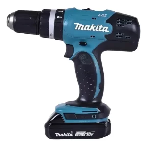 Taladro percutor atornillador inalámbrico de 13mm Makita DHP453SYE + accesorio con maletín de transporte
