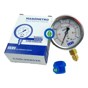 Manómetro Glicerina 0-6 Bar 63mm Mas Adaptador 1/4x1/2