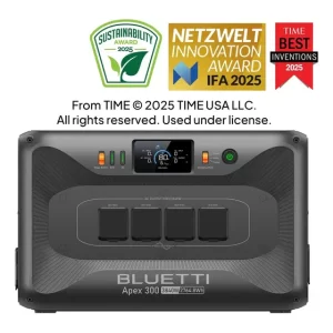 Bluetti Apex 300 Generador Solar 27648wh / 3840w (7680w Pico) Batería LFP de Respaldo con 4 Salidas CA, Arranque en Negro, Energía Modular para el Hogar, Autocaravanas y Emergencias