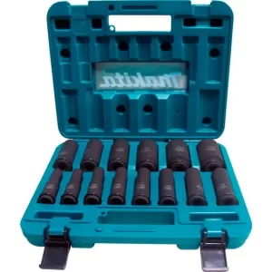 Juego Dados De Impacto Largos 1/2'' 14 Pzas - Makita Negro