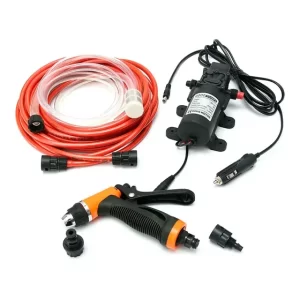 Bomba Agua Hidrolavadora Para Auto 12v Con Accesorios Color Negro