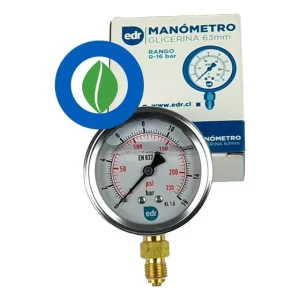 Manómetro Glicerina 0-16 Bar 63mm Conexión 1/4 (58 Psi)